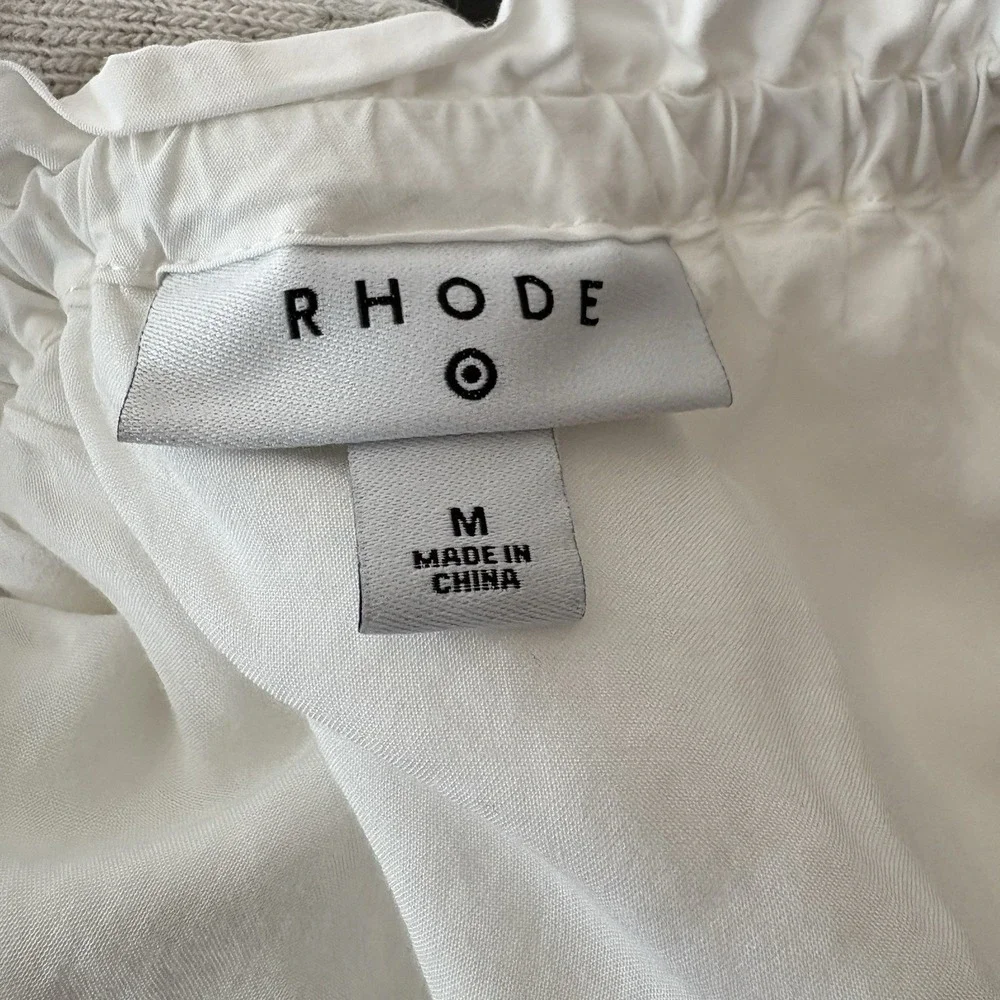 Rhode x Target Poplin One Shoulder Dress Womens‎ Medium White Ruffle Trim Belted